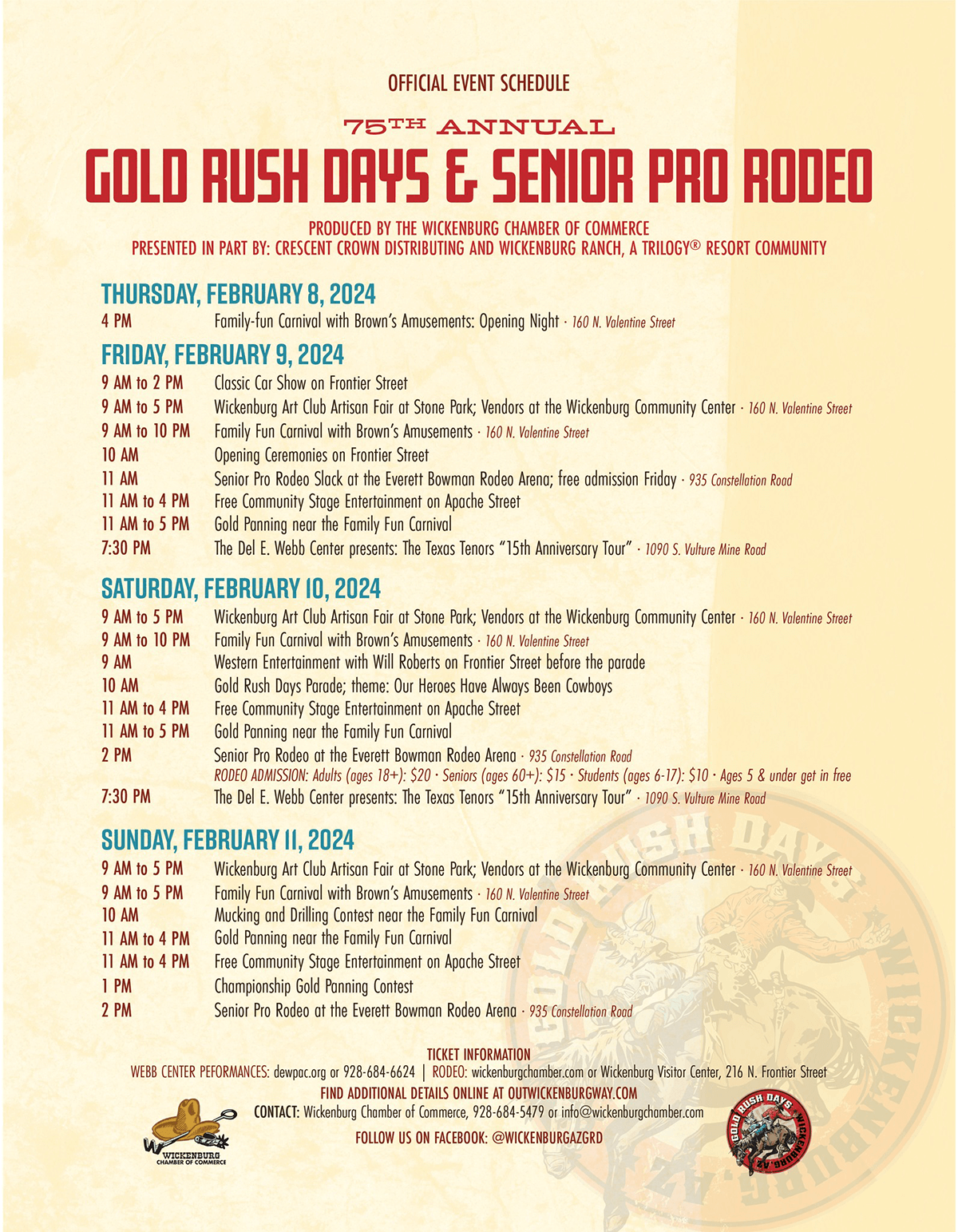 Wickenburg Gold Rush Days 2024 Schedule Benny Cecelia