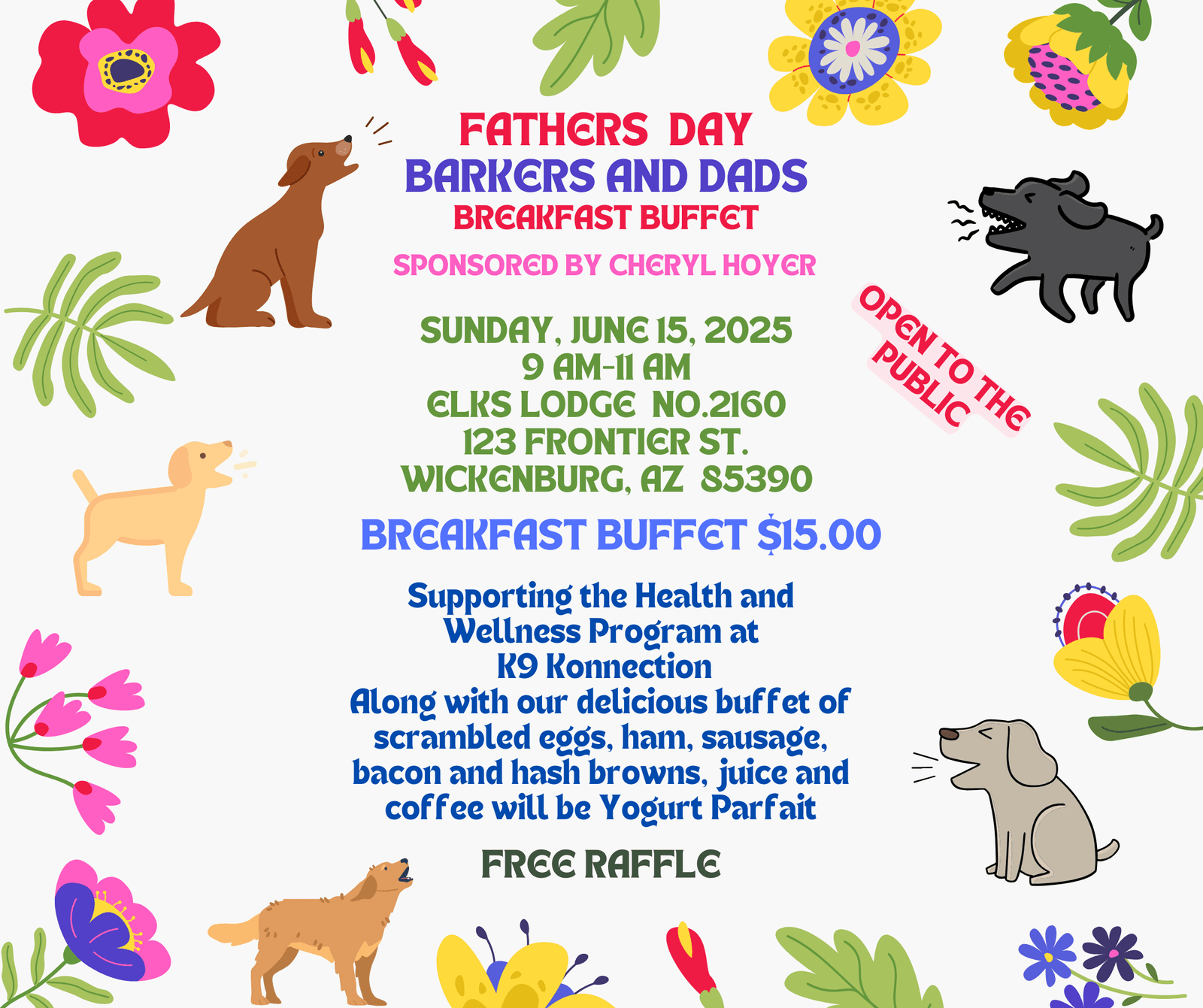 Fathers Day Barkers and Dads Breakfast Buffet