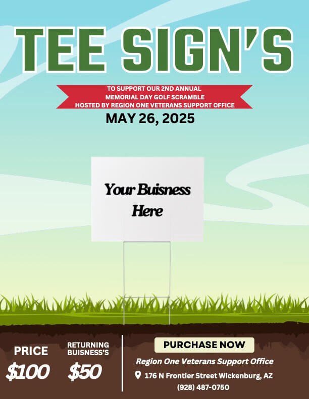 2nd Annual Memorial Day Veterans Golf Scramble Tee signs