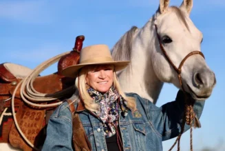 Jo’Ann Montana Cowgirl with horse in landscape